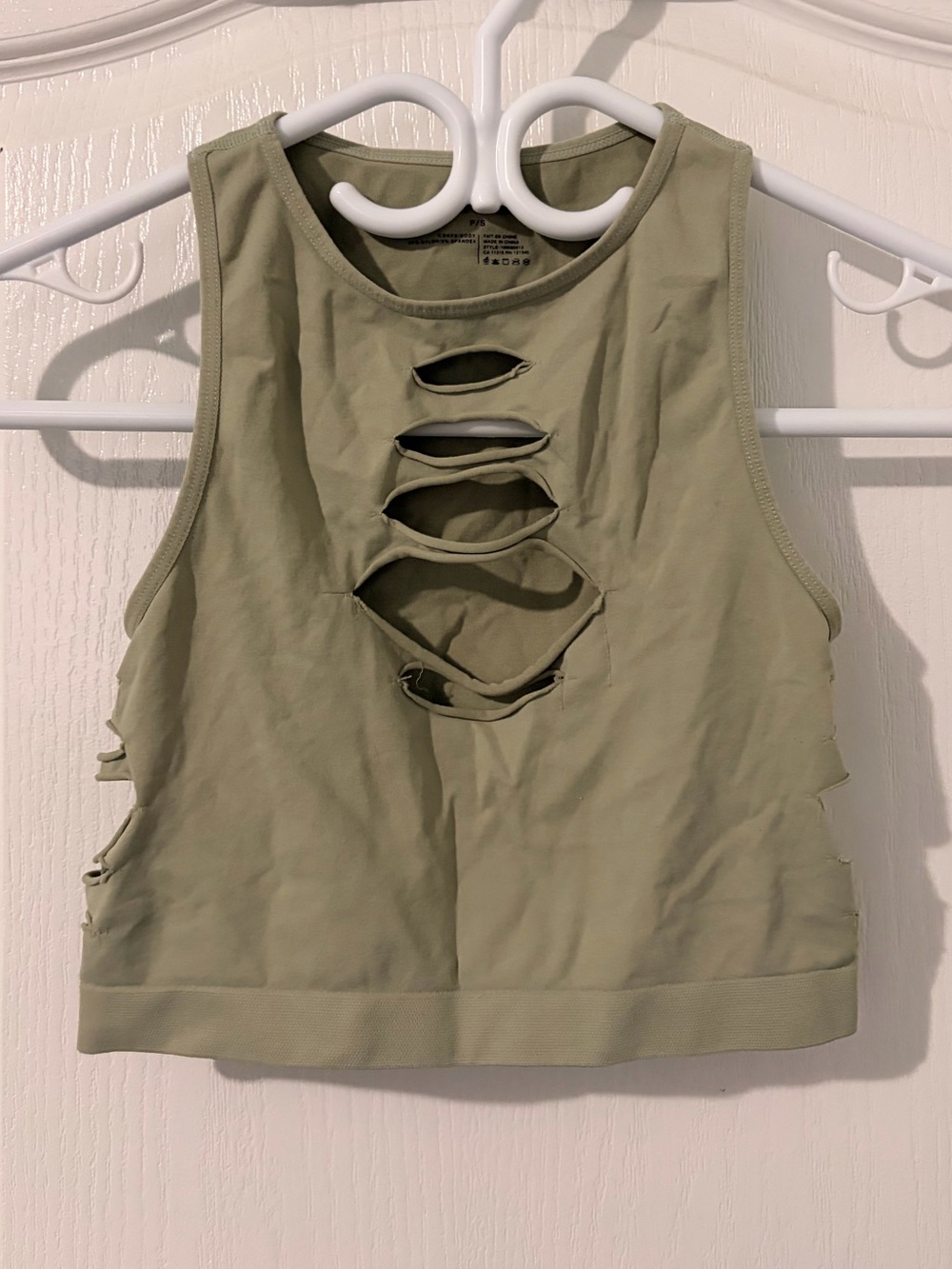 Ripped Army Green Garage Tank